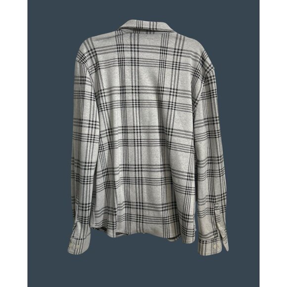 Plaid Long-Sleeve Button-Up Shirt By Express In Gray & Black - Picture 2 of 7